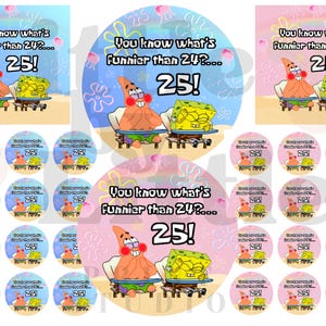 What&#39;s funnier than 24? 25 Edible Image | Pink and Blue | 25 Sponge Cake topper | Sponge cupcake toppers | 25th birthday