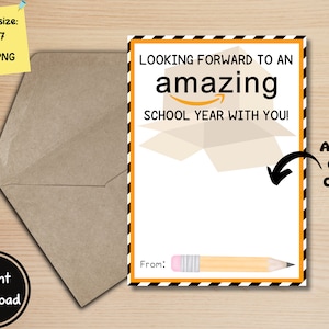 First Day Of School Teacher Gift Card Holder, Add Gift Card, Back to School Gift | Teacher Appreciation First Day of School Gift | Printable
