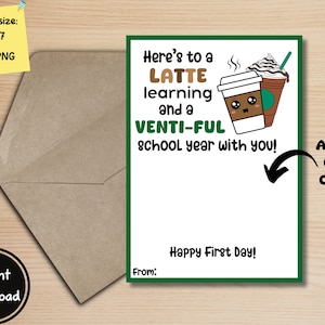 First Day Of School Teacher Gift Card Holder, Add Gift Card, Back to School Gift | Teacher Appreciation First Day of School Gift | Printable