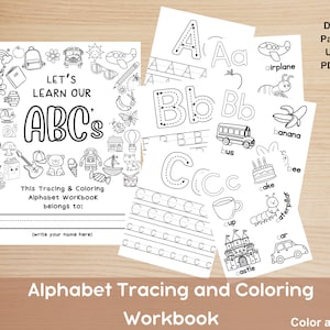 Werkboek/werkbladen alfabet traceren en kleuren