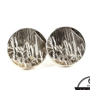 Silver Yosemite Stud Earrings - Sterling Silver Coin Earrings - El Capitan Earrings - Yosemite National Park Souvenir