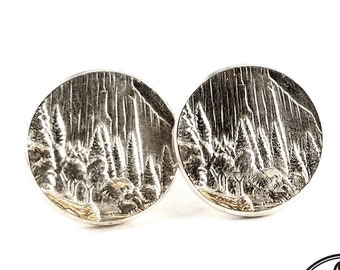 Silver Yosemite Stud Earrings - Sterling Silver Coin Earrings - El Capitan Earrings - Yosemite National Park Souvenir