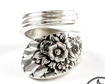 Jubilee Spoon Ring - Vintage Spoon Ring - Silver Spoon Ring - Silver Boho Ring - Bypass Ring