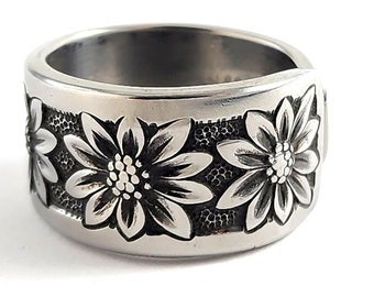 International Suncrest Spring Charm Spoon Ring - Stainless Steel Spoon Ring - Flatware Jewelry - Floral Spoon Jewelry