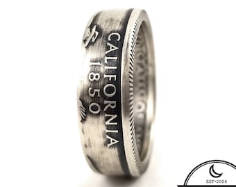 90% Silver California Coin Ring - Silver State Quarter Rings - California Ring - Matching Rings