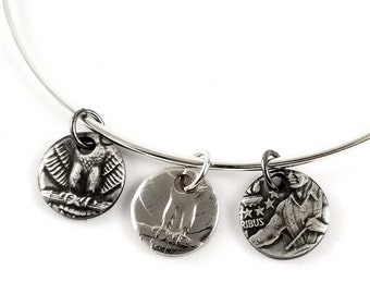 Washington Quarter Coin Charm Bracelet - Eagle Charm Bracelet - Coin Bracelet