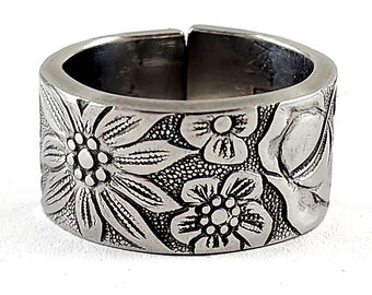 Hanford Forge Finesse Spoon Ring - Stainless Steel Spoon Ring - Flatware Jewelry - Floral Spoon Jewelry