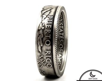 Silver Puerto Rico Coin Ring - Silver Quarter Rings - USA Coin Rings