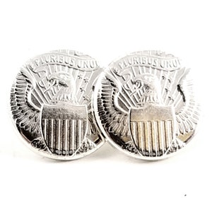 Silver Eagle Stud Earrings - Silver Coin Earrings - Round Studs - Chunky Stud Earrings