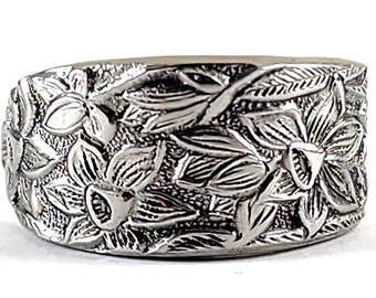 Narcissus Daffodil Stainless Steel Spoon Ring