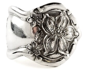 Orange Blossom Spoon Ring - Flower Ring - Vintage Spoon Ring - Floral Spoon Jewelry