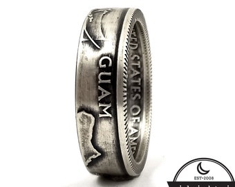 Silver Guam Coin Ring - Silver USA Quarter Rings - Souvenir Jewelry