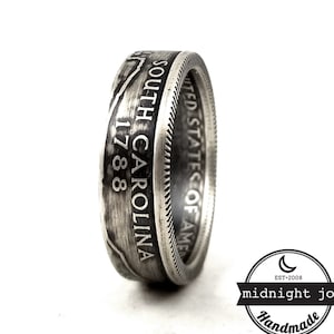 90% Silver South Carolina Coin Ring - State Quarter Ring - Unique Wedding Rings