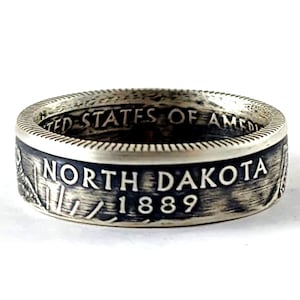 90% Silver North Dakota Coin Ring - Silver State Quarter Ring - Coin Jewelry