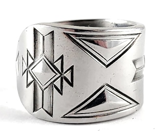 Towle Pueblo Stainless Steel Spoon Ring - Southwestern