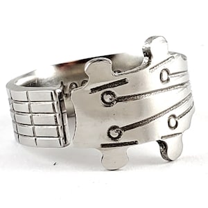 Bass Guitar Neck Spoon Ring - Stainless Steel Musician Jewelry
