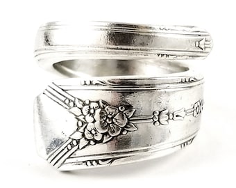 Milady Spoon Ring - Wrap Around Spoon Ring - Silver Spoon Ring - Deco Ring - Floral Ring - Vintage Spoon Ring- Silverware Ring- Gift for Her