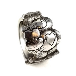 Vintage Tenderheart Care Bear Stainless Steel Spoon Ring - Size 8 and Up -Vintage Care Bear Spoon Ring