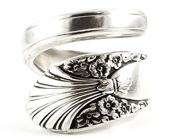 Radiance Spoon Ring - Art Deco Spoon Ring - Wrap Around Ring - Floral Spoon Ring - Vintage Spoon Ring