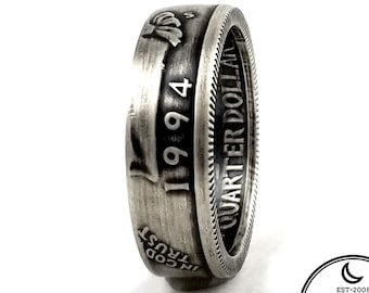 Silver 1994 Coin Ring - Anniversary Gift - 90% Silver Quarter Ring - 25th Birthday Gift