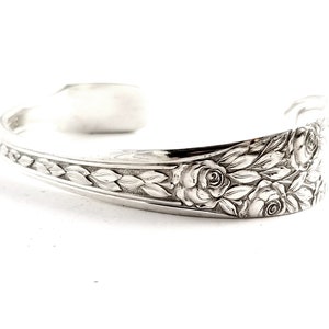 Rose & Leaf Spoon Cuff Bracelet - Flatware Bracelet - Upcycled Jewelry - Silverware Cuff Bracelet