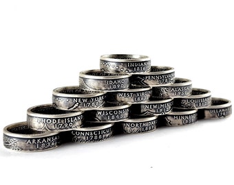 Silver State Quarter Ring - Silver Coin Ring - Matching Rings