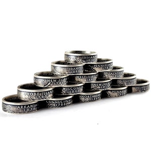 Silver State Quarter Ring - Silver Coin Ring - Matching Rings