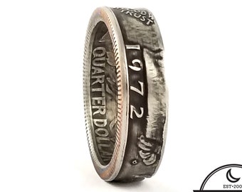 1972 Coin Ring - 1972 Quarter Ring - Unique Anniversary Gift - 1972 Birthday Gift