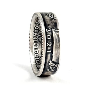 Silver 2021 Coin Ring - 2021 Quarter Ring - Silver Coin Rings - Silver Wedding Ring - Graduation Gift