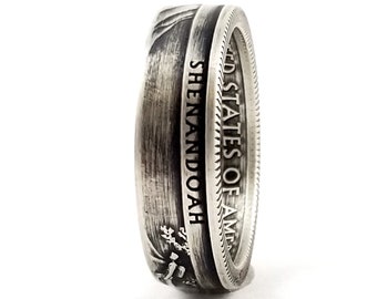 Shenandoah Quarter Ring - Silver Coin Rings - National Park Quarter Rings - Silver Shenandoah National Park Quarter - Unique Wedding Band