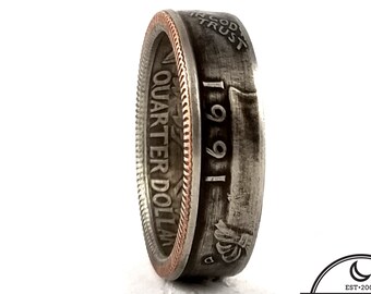 1991 Coin Ring - 30th Birthday Gift - 1991 Quarter Ring - 1991 Liberty Coin Ring