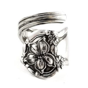 Orange Blossom Spoon Ring - Wrapped Spoon Ring - Silver Bypass Ring