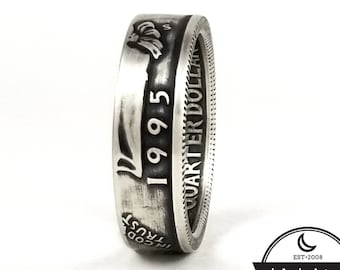 Silver 1995 Coin Ring - 1995 Quarter Ring - Silver Coin Rings - Wedding Anniversary Gift - Birthday Gift