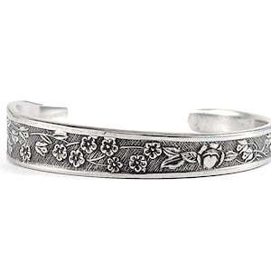 Vintage National Sevita Stainless Steel Spoon Cuff Bracelet by Midnight Jo - Upcycled Jewelry - Stackable Cuff Bracelet - Floral