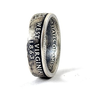 90% Silver West Virginia Coin Ring - State Quarter Rings - Coin Jewelry
