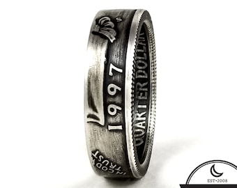 Silver 1997 Coin Ring - Silver Quarter Ring - Unique Birthday Gift