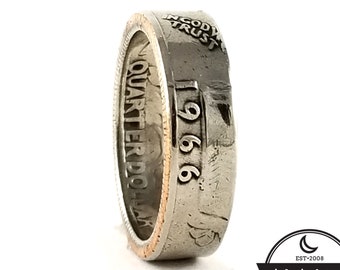 1966 Quarter Ring - 1966 Coin Ring - Washington Quarter Coin Ring - Anniversary Gift
