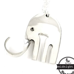 Salad Fork Elephant Necklace - Sterling Silver Elefork Necklace - Upcycled Jewelry