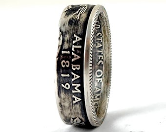 90% Silver Alabama Quarter Ring - Silver Coin Rings - Matching Wedding Bands