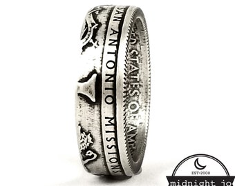 Fine Silver San Antonio Missions Quarter Ring - Silver Coin Ring - Matching Rings - National Park Quarter Ring