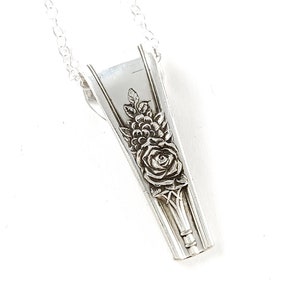 International Rosedale Spoon Necklace - Vintage Spoon Pendant - Floral Rose Spoon Jewelry