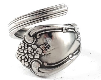 Oneida Kennett Spoon Ring - Elegant Spoon Ring - Flowers Floral - Wrap Around Ring - Stainless Steel Spoon Ring