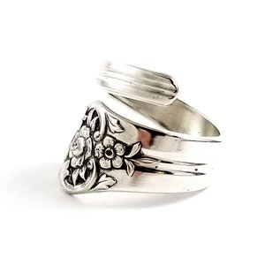 Rogers Oneida Plantation Spoon Ring Wrap Around Bypass Ring Floral Ring ...