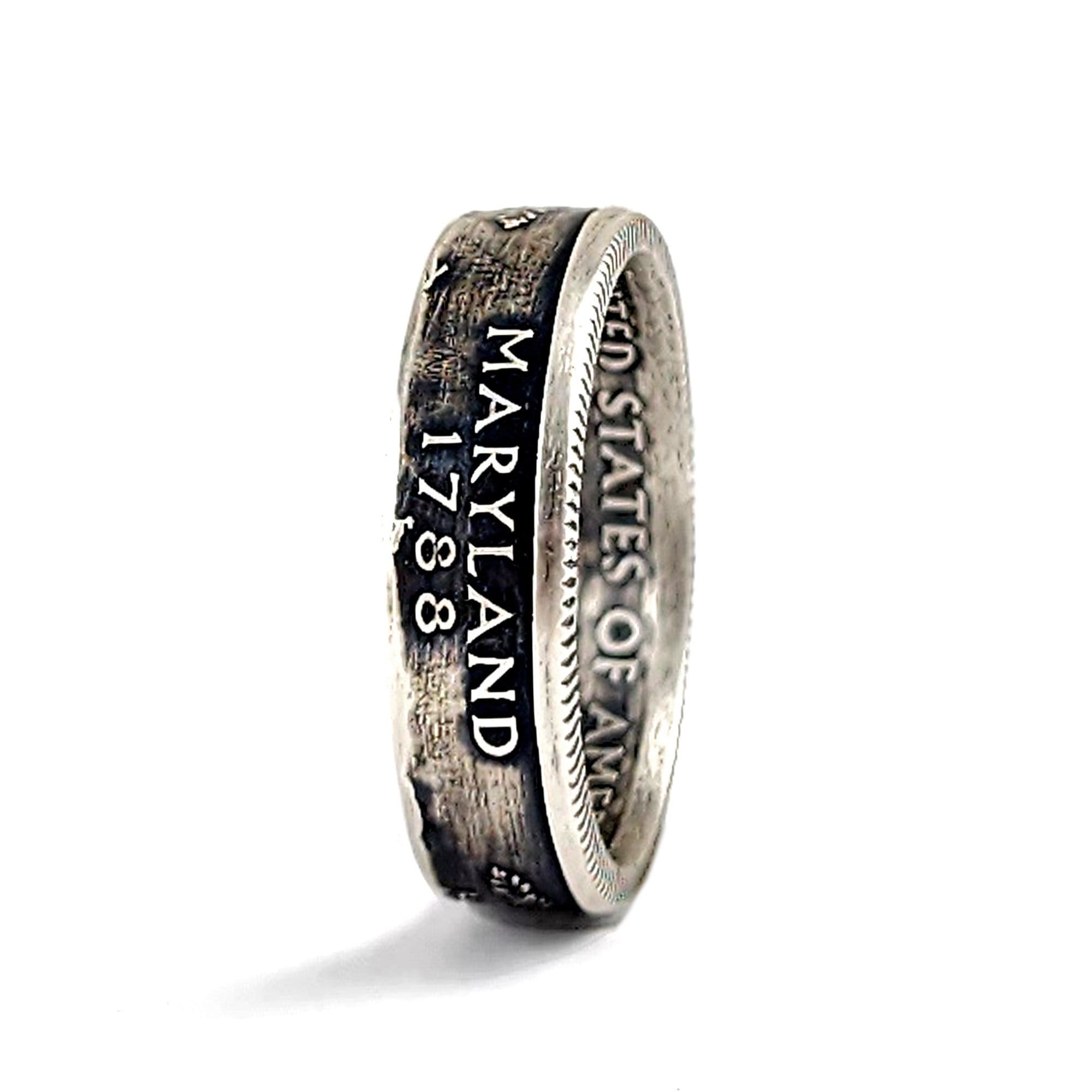 90% Silver Maryland Coin Ring - Silver State Quarter Ring
