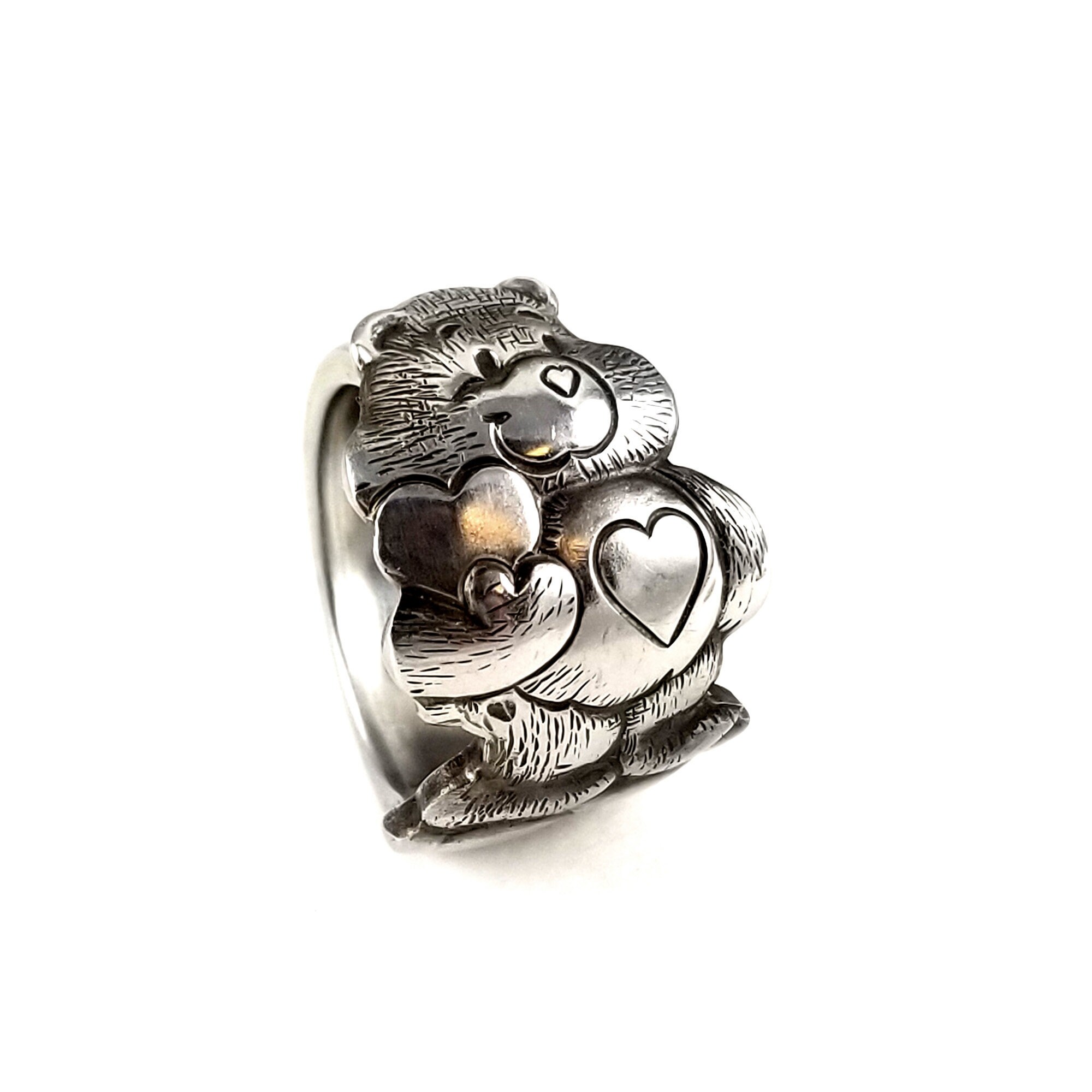 Vintage Tenderheart Care Bear Stainless Steel Spoon Ring - Vintage Ca…