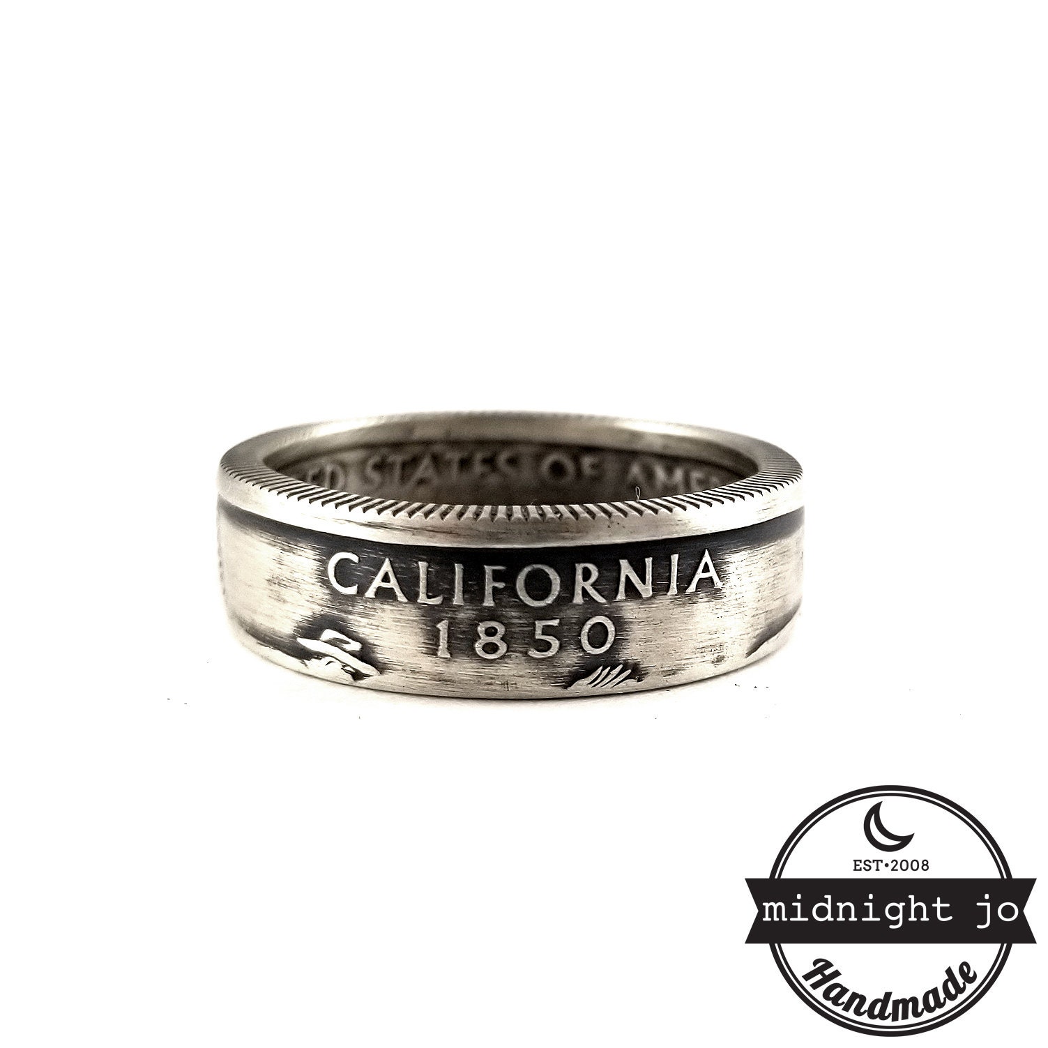 90% Silver California Coin Ring - Silver State Quarter Rings ...