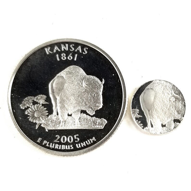 90/% Silver Kansas Coin Ring Silver Coin Ring Mens Coin Ring State Quarter Rings