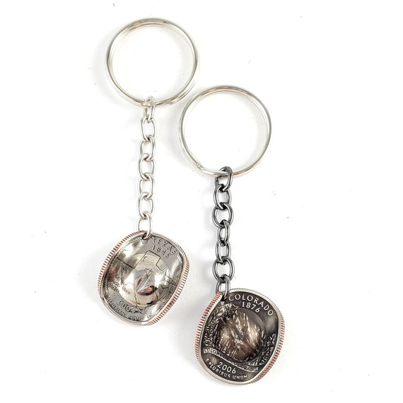 State Quarter Cowboy Hat Coin Keychain - Coin Souvenir
