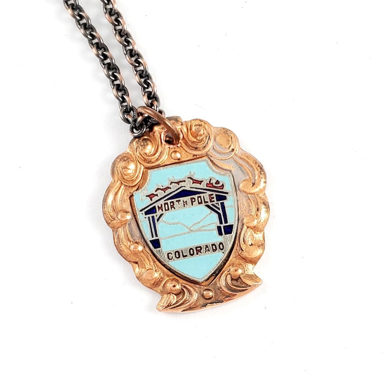 Vintage Colorado Travel Souvenir North Pole Colorado Souvenir Spoon Charm Necklace Travel Souvenir Charm