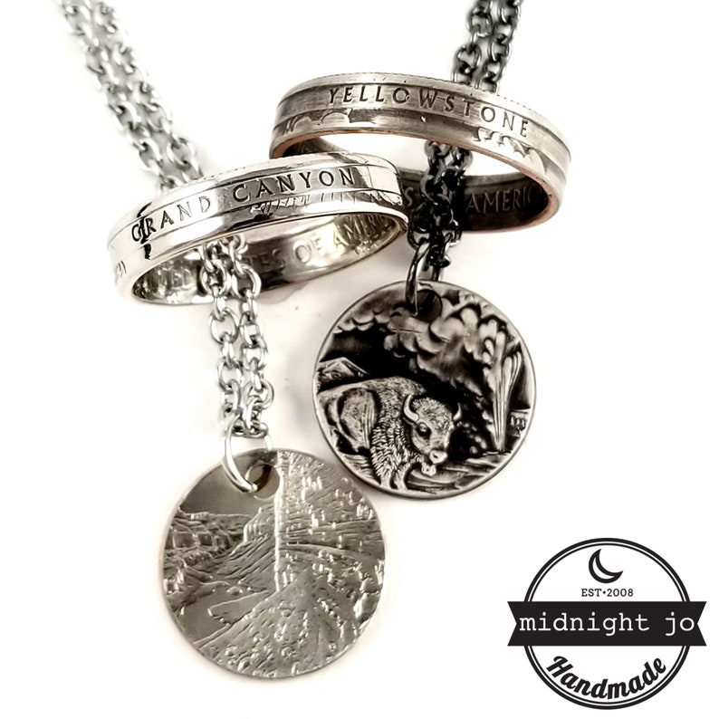 National Park Coin Ring /& Charm Necklace Coin Necklace Stackable Coin Ring Narrow Band Coin Ring